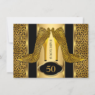Invitation Fabuleux 50 Leopard Gold Cheetah High Heels Party