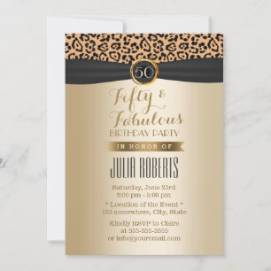 Invitation Fabuleux 50 Leopard Moden de luxe noir & or