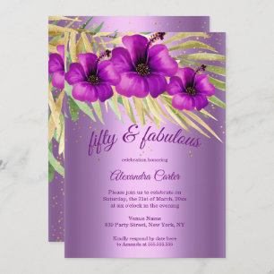 Invitation Fabuleux 50 Lilac violet Hibiscus fête florale