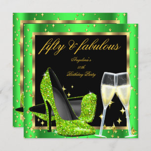 Invitation Fabuleux 50 Lime Green Champagne Heels Anniversair