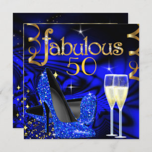 Invitation Fabuleux 50 Partie Abstrait Blue High Heels Gold