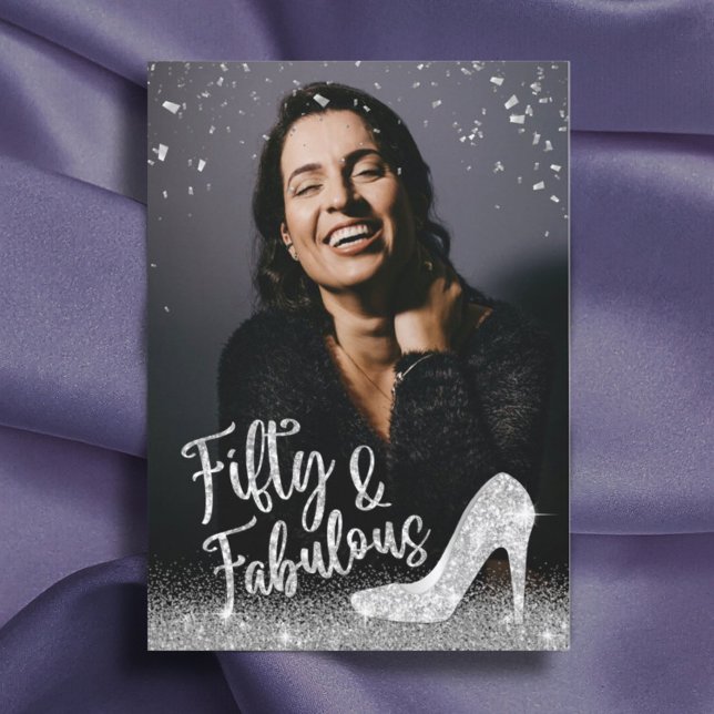 Invitation Fabuleux 50 Parties scintillant Argent Ajouter Vot (Créateur téléchargé)