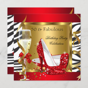 Invitation Fabuleux 50 Parties scintillant Rouge Haut talon Z