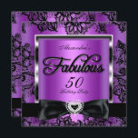 Invitation Fabuleux 50 Party Purple Damask Black Lace<br><div class="desc">fabuleux 50, Purple Damask Silver Black Lace. Fête du 50e anniversaire. Jolie Image De Bow Rose. Pour les femmes adultes. Customisez avec vos propres détails et votre âge. Modèle pour Sweet 16, 16th, Quinceanera 15th, 18th, 20th, 21th, 30th, 40th, 50th, 60th, 70th, 80th, 90, 100th, Fabulous product for Adult Women,...</div>