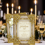 Invitation Fabuleux 50 Photo beige Golden Pearl anniversaire<br><div class="desc">Photo Elite café beige Golden 50th Birthday Party Gold, White Elegant et Ornate Invitation. Elégant cadre damassé en dentelle de perle. N'importe quel âge Anniversaire. Customisez avec vos propres détails et votre âge. Modèle pour n'importe quel âge Anniversaire, Sweet 16, 16ème, Quinceanera 15ème, 18ème, 20ème, 21ème, 30ème, 40ème, 50ème, 60ème,...</div>
