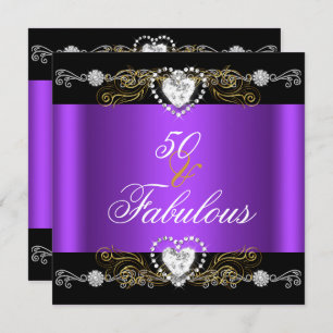 Invitation Fabuleux 50 Purple Black Silver Gold 50e anniversa
