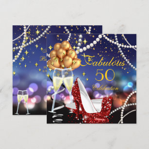 Invitation Fabuleux 50 Red Heels Champagne Anniversaire