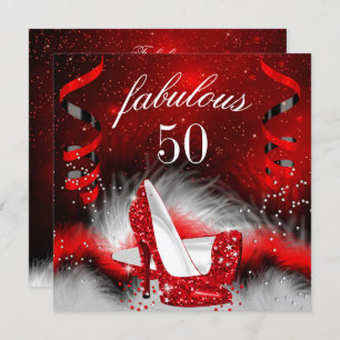 Invitation Fabuleux 50 Red High Heel fête d'anniversaire