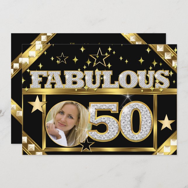 Invitation Fabuleux 50 Retro Glamor Hollywood Gold Photo 4 (Devant / Derrière)