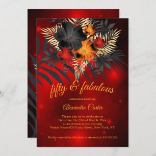 Invitation Fabuleux 50 Rouge brillant Orange Black Hibiscus