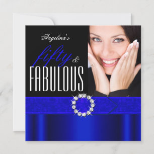 Invitation Fabuleux 50 Royal Blue Black Photo fête d'annivers