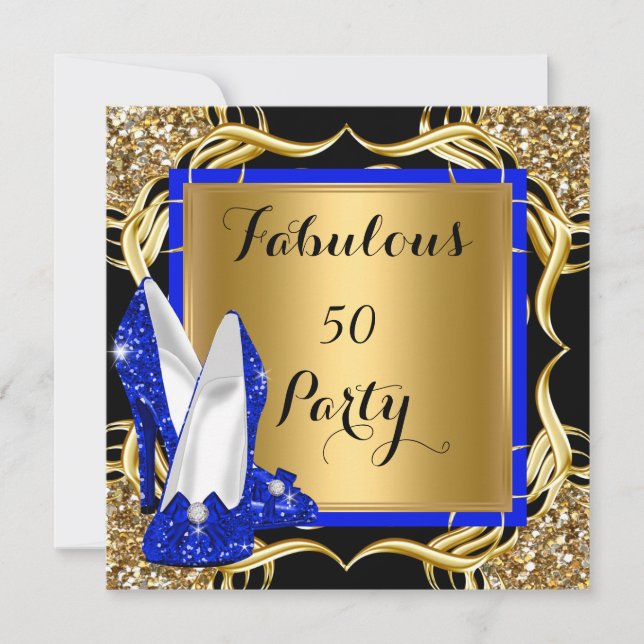 Invitation Fabuleux 50 Royal Blue Heels Black Parties scintil (Devant)
