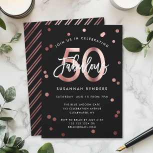 Invitation Fabuleux 50   Soignée Rose Gold Anniversaire
