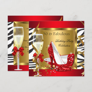 Invitation Fabuleux 50 Talons Hauts Rouge Pailletés Zèbre Cha