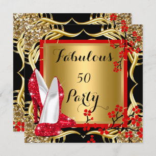 Invitation Fabuleux 50 talons rouges Blossom Black Parties sc