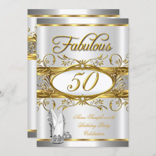 Invitation Fabuleux 50e anniversaire Gold Silver talons hauts