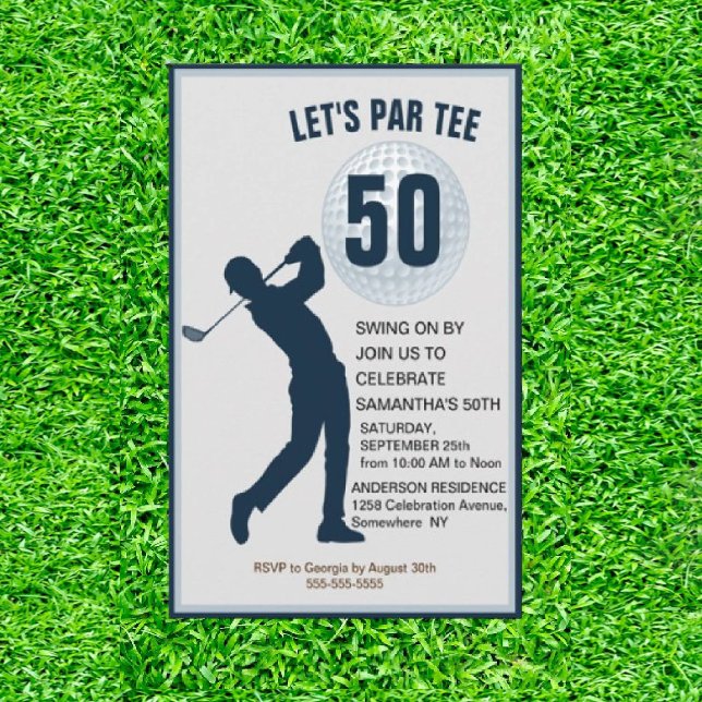Invitation Fabuleux 50e homme de la marine Golfer Anniversair (Tee off the Perfect Par-tee for Dad!)
