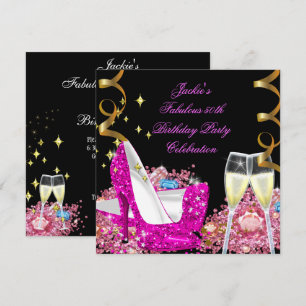 Invitation Fabuleux 50ème Hot Rose Parties scintillant High H