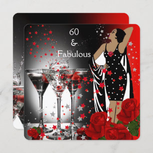 Invitation Fabuleux 60 60e Anniversaire Fête Rouge Roses Mart