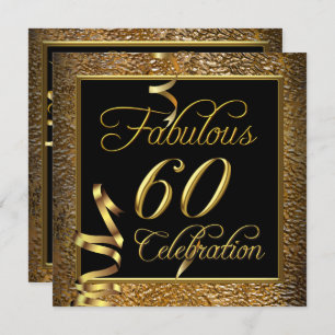 Invitation Fabuleux 60 Celebration Gold Black Anniversaire