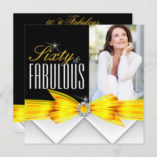 Invitation Fabuleux 60 Photo Jaune Élégant Anniversaire Moder