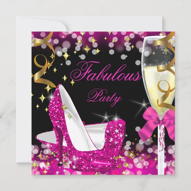 Invitation Fabuleux Anniversaire Chaussures à Talons Hauts Pa (Devant)