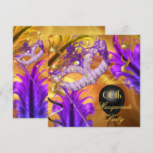 Invitation Fabuleux Anniversaire Masquerade Party Purple Gold