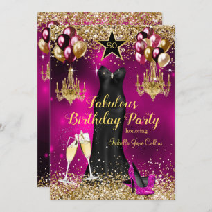 Invitation Fabuleux Anniversaire rose Celebration Star talons