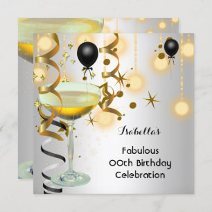 Invitation Fabuleux Champagne Gold Lights Silver Party