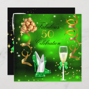 Invitation Fabuleux Champagne Parties scintillant Lime Green