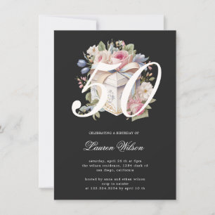 Invitation fabuleux cinquante cadeau anniversaire floral