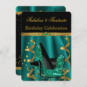 Invitation Fabuleux Emerald Green Gold talons fête d'annivers