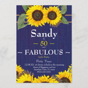 Invitation Fabuleux et Cinquante Anniversaire Moderne Bleu To