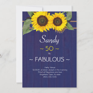 Invitation Fabuleux et Cinquante Anniversaire Moderne Bleu To