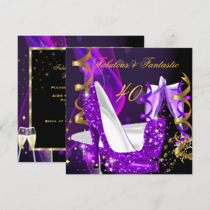 Invitation Fabuleux Fantastique Moderne Purple Or Anniversair