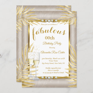 Invitation Fabuleux Palmiers d'or beige Champagne Party