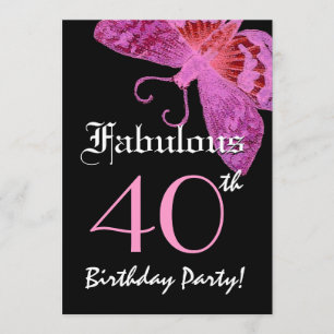 Invitation Fabuleux papillon Fuschia W1800, 40e anniversaire