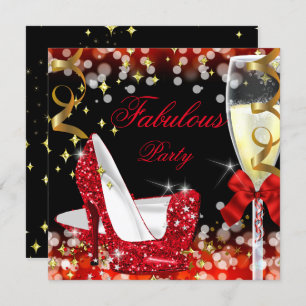 Invitation Fabuleux Parties scintillant Rouge Haut talon Anni