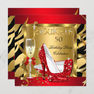 Invitation Fabuleux Parties scintillant Rouge talons Zebra Ch