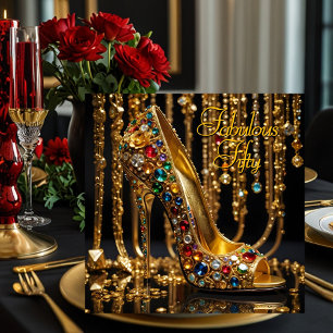 Invitation Fabuleux Parties scintillant Stiletto Rouge bleu o