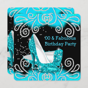 Invitation Fabuleux Parties scintillant Turquoise talons haut