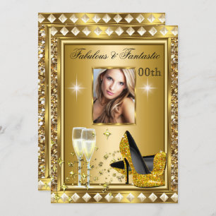 Invitation Fabuleux Photo Gold Glitz Glam Hollywood Anniversa