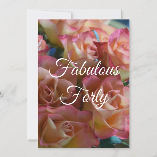 Invitation Fabuleux Quarante Roses 40e anniversaire Invitatio (Dos)