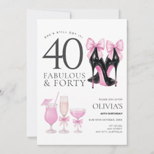 Invitation Fabuleux Quarante Roses Haut Talons Anniversaire I