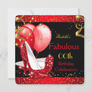 Invitation Fabuleux Red High Heels Gold Birthday Party 2