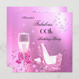 Invitation Fabuleux Shimmer Clair talons roses Anniversaire