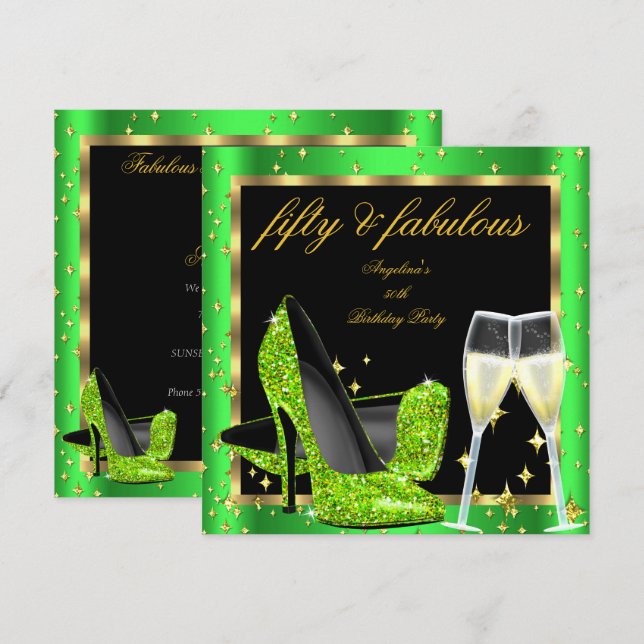Invitation Fabuleux talons hauts de champagne vert citron 50  (Devant / Derrière)