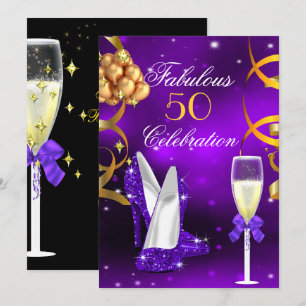 Invitation Fabulieuses chaussures à talons dorées violettes p