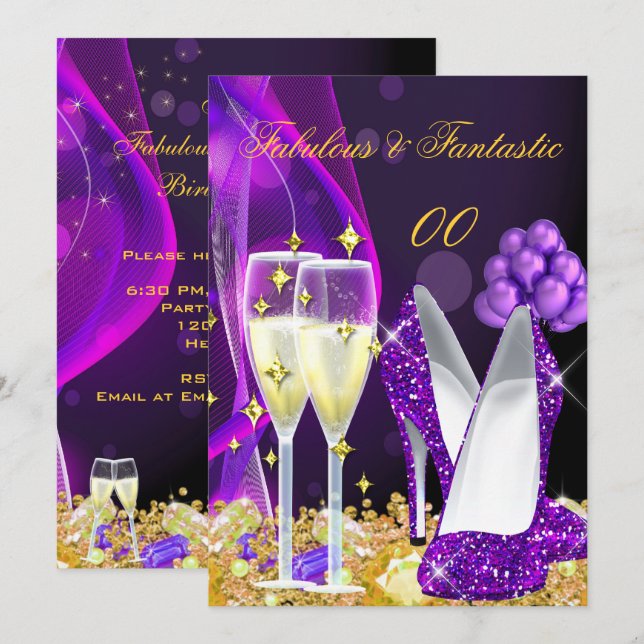 Invitation Fabulieuses chaussures à talons hauts violettes So (Devant / Derrière)