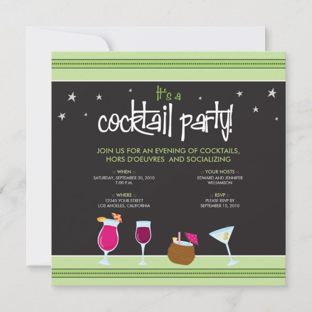 Invitation Fabully Festive Cocktail Party (vert citron) (Devant)